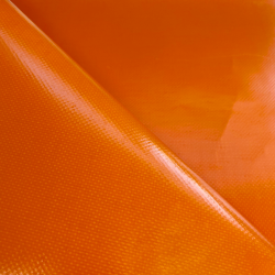 Ткань ПВХ 450 гр/м2, Оранжевый (Ширина 160см), на отрез  в Великом Новгороде